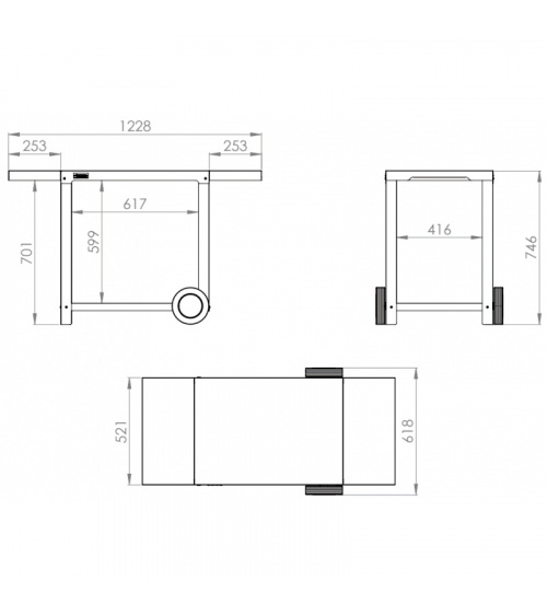 Carrello Pure XL nero 2 ripiani Le Marquier