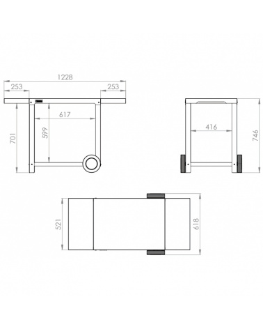 Carrello Pure XL nero 2 ripiani Le Marquier