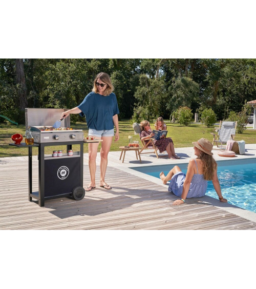 La Plancha 260 inox gas gpl con carrello Le Marquier