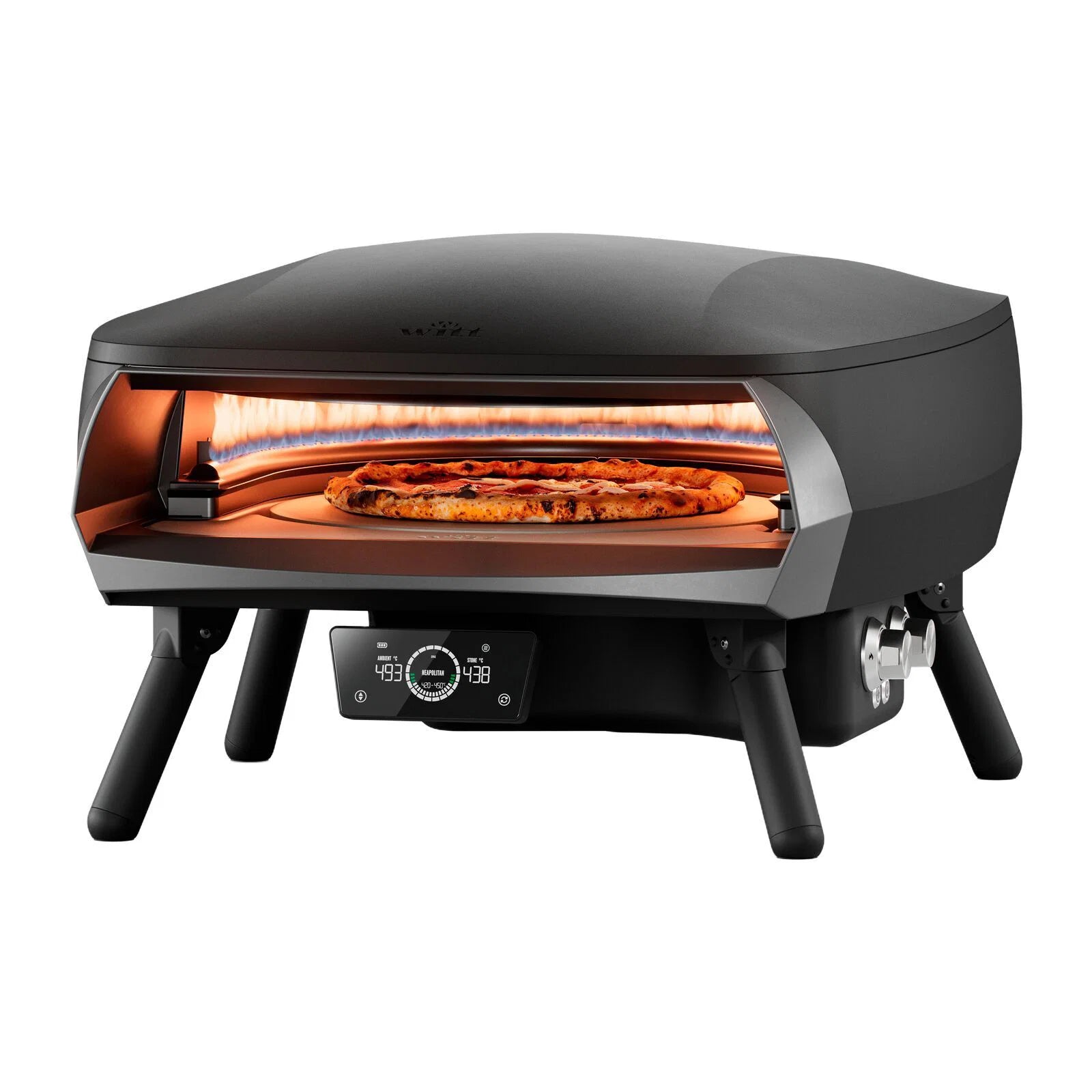 Forno pizza a gas Witt ETNA Rotante Control 16” Nero con pietra rotante - Outdoor Privé
