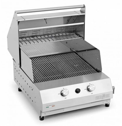 Barbecue a gas Pianeta Grill Fry Top 500 High con 2 Fuochi e Griglia scolo a V - Outdoor Privé