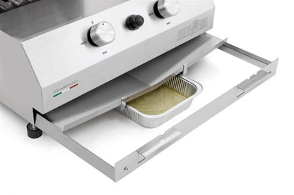 Barbecue a gas Pianeta Grill Fry Top 500 High con 2 Fuochi e Griglia scolo a V - Outdoor Privé