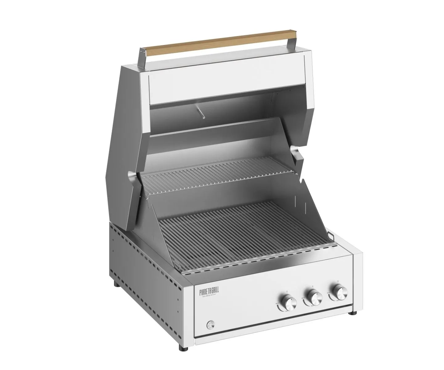 Barbecue a gas da incasso e appoggio Pianeta Grill Fry Top 600 – 3 fuochi e griglie a tondino - Outdoor Privé