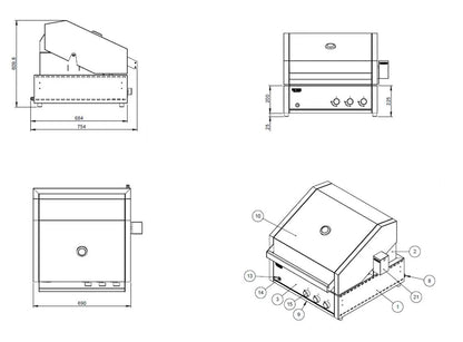 Barbecue a gas da incasso e appoggio Pianeta Grill Fry Top 600 – 3 fuochi con Teppanyaki - Outdoor Privé