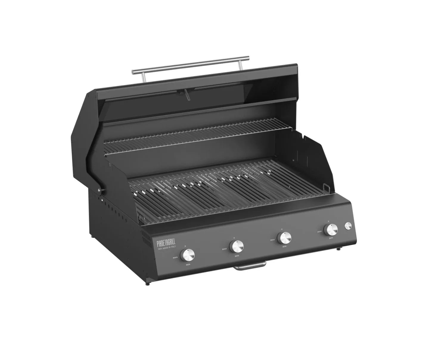 Barbecue a gas ad incasso Pianeta Grill Fry Top 750 – 4 fuochi nero con griglie tondino - Outdoor Privé