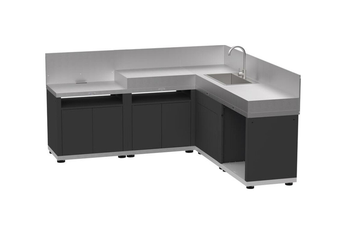 Cucina angolo 5 elementi Le Marquier – top acciaio nero - Outdoor Privé