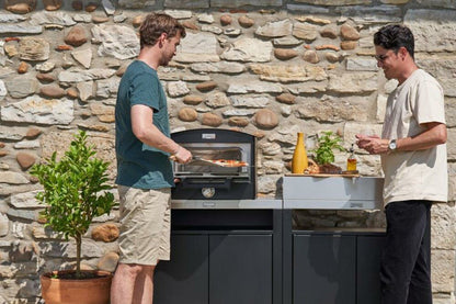 Cucina in linea nera con 2 elementi finitura top inox Le Marquier - Outdoor Privé