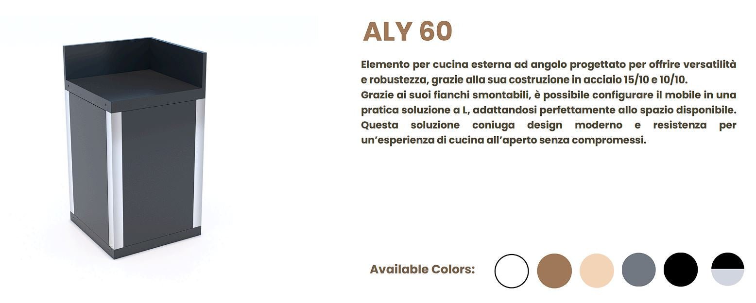 ALY 60 Modulo elemento per cucina da esterno ad angolo in acciaio verniciato MSA Cooking - Outdoor Privé