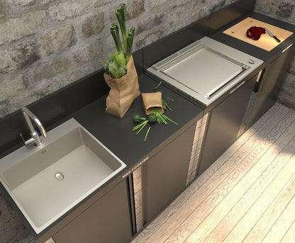 ALY Cucina modulare da esterno in acciaio verniciato con piastra incasso e tagliere Msa Cooking - Outdoor Privé