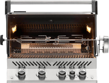 Barbecue a gas da incasso Napoleon Prestige BIPRO500RB – 4 bruciatori, girarrosto e infrarosso posteriore - Outdoor Privé
