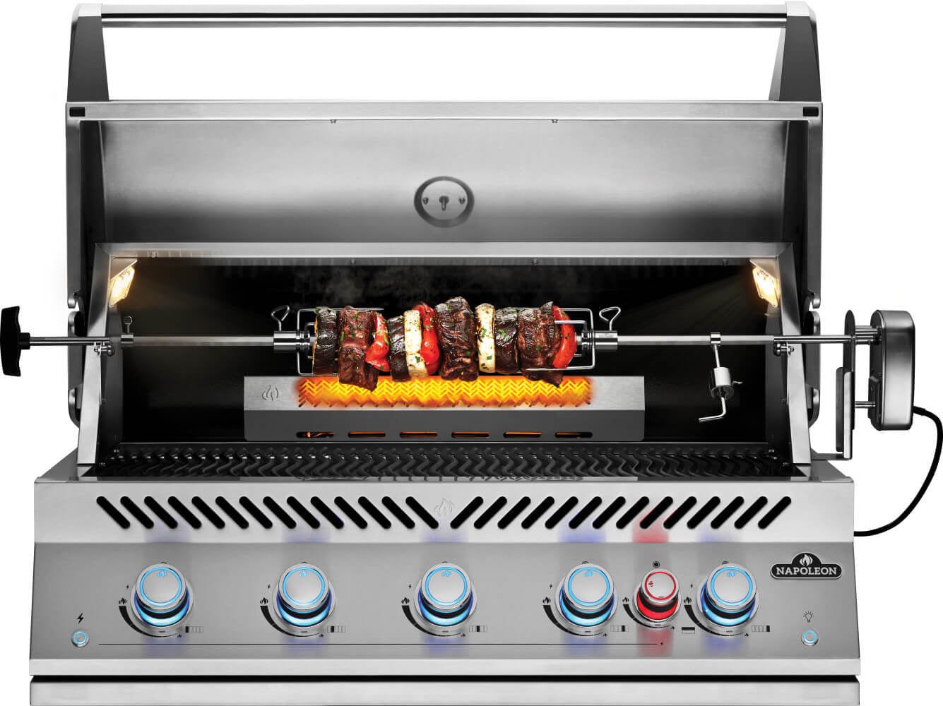 Barbecue a gas da incasso Napoleon BIG38RB – 6 bruciatori, girarrosto e infrarosso posteriore - Outdoor Privé