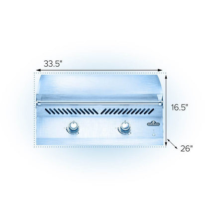 Plancha a gas da incasso Napoleon BIG32FT – 2 bruciatori U, doppia zona e acciaio inox professionale - Outdoor Privé