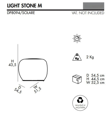 Complemento d'arredo luminoso fotovoltaico Light Stone in polietilene - Outdoor Privé
