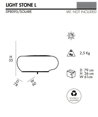 Complemento d'arredo luminoso fotovoltaico Light Stone in polietilene - Outdoor Privé