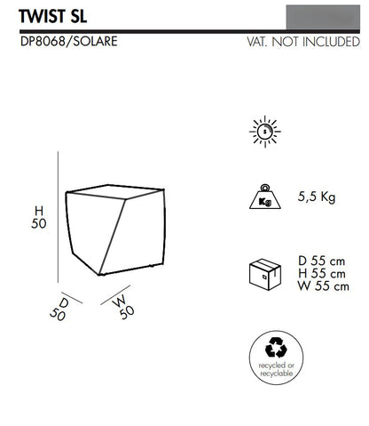 Pouf luminoso fotovoltaico Twist SL in polietilene Arkema - Outdoor Privé