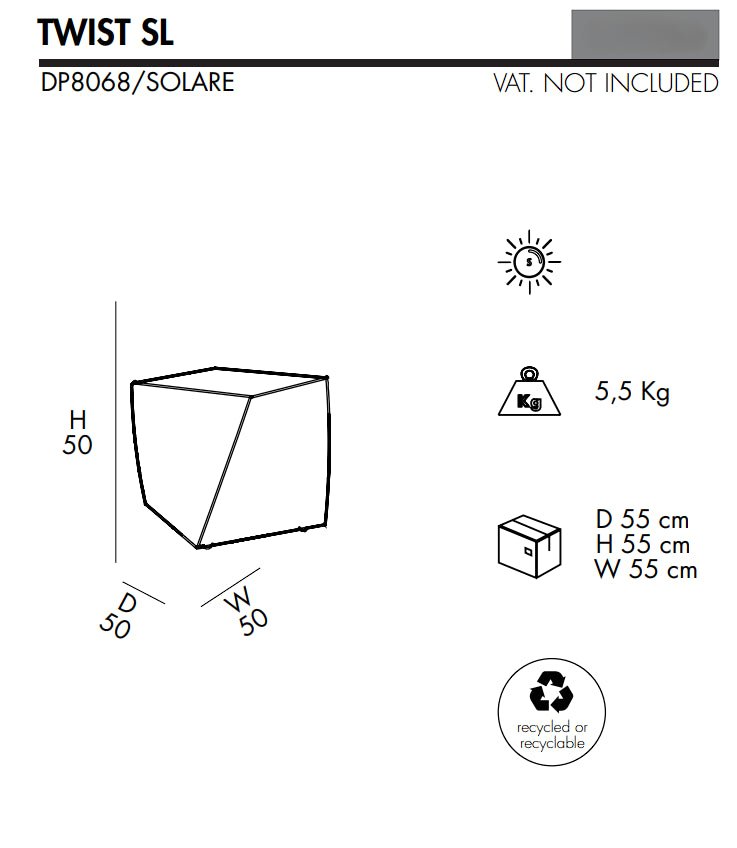 Pouf luminoso fotovoltaico Twist SL in polietilene Arkema - Outdoor Privé