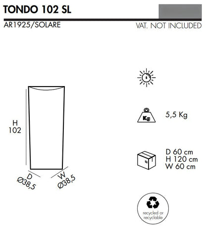 Vaso luminoso Tondo 102 SL in resina rotondo 102 cm Arkema - Outdoor Privé