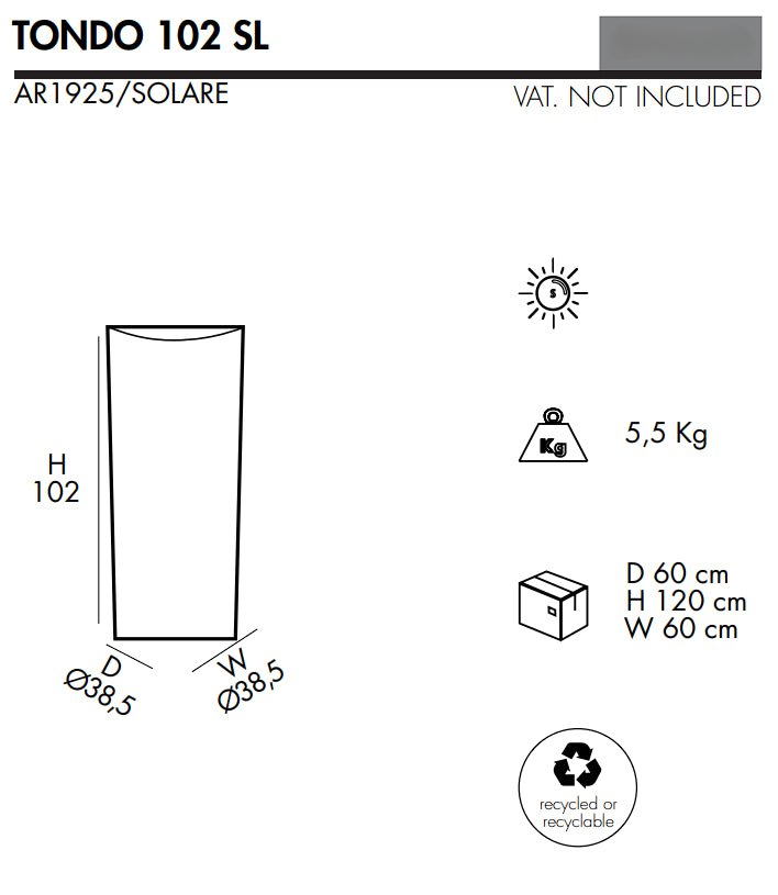 Vaso luminoso Tondo 102 SL in resina rotondo 102 cm Arkema - Outdoor Privé