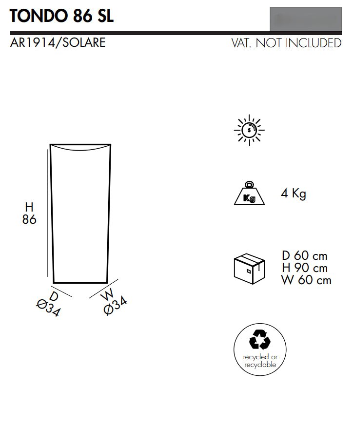 Vaso luminoso Tondo 86 SL in resina rotondo 86 cm Arkema - Outdoor Privé