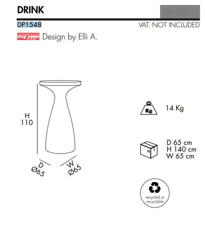 Tavolo alto Drink in polietilene da Ø65 cm Arkema - Outdoor Privé