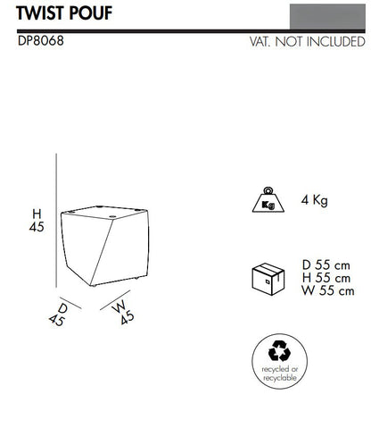 Pouf Twist in polietilene Arkema - Outdoor Privé