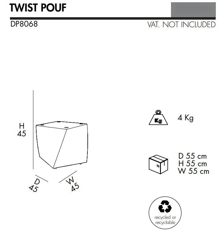 Pouf Twist in polietilene Arkema - Outdoor Privé