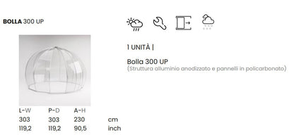 Igloo trasparente Solaris Bolla 300 UP 4,52 m² | Policarbonato anti - UV - Outdoor Privé