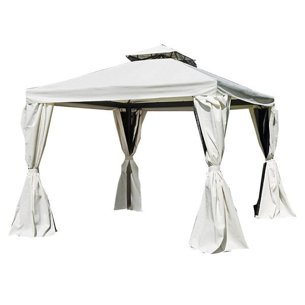 Gazebo Nebraska per giardino in alluminio quadrato 3x3 tende laterali - Outdoor Privé