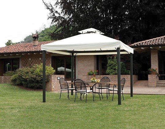 Gazebo Nebraska per giardino in alluminio quadrato 3x3 tende laterali - Outdoor Privé