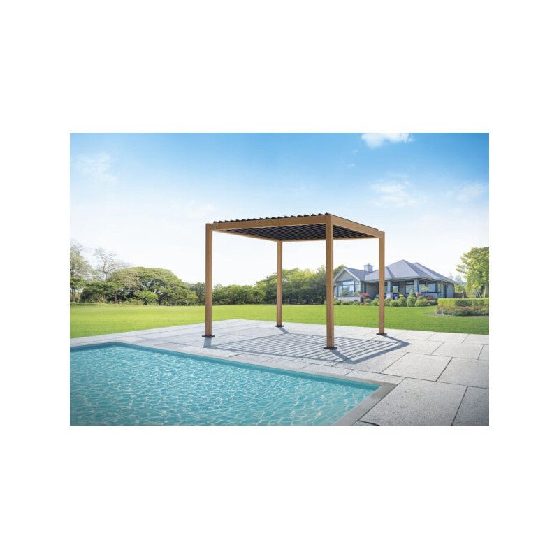 PERGOLA ALLUMINIO TEXAS 3X3 MT. EFFETTO LEGNO - Outdoor Privé