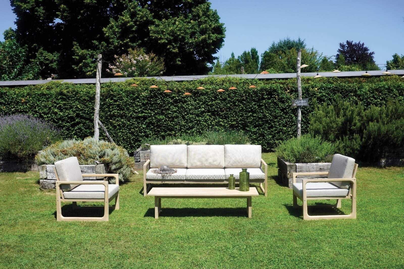 SET SALOTTO DRESDA IN ACACIA CON DIVANO A 3 POSTI - Outdoor Privé