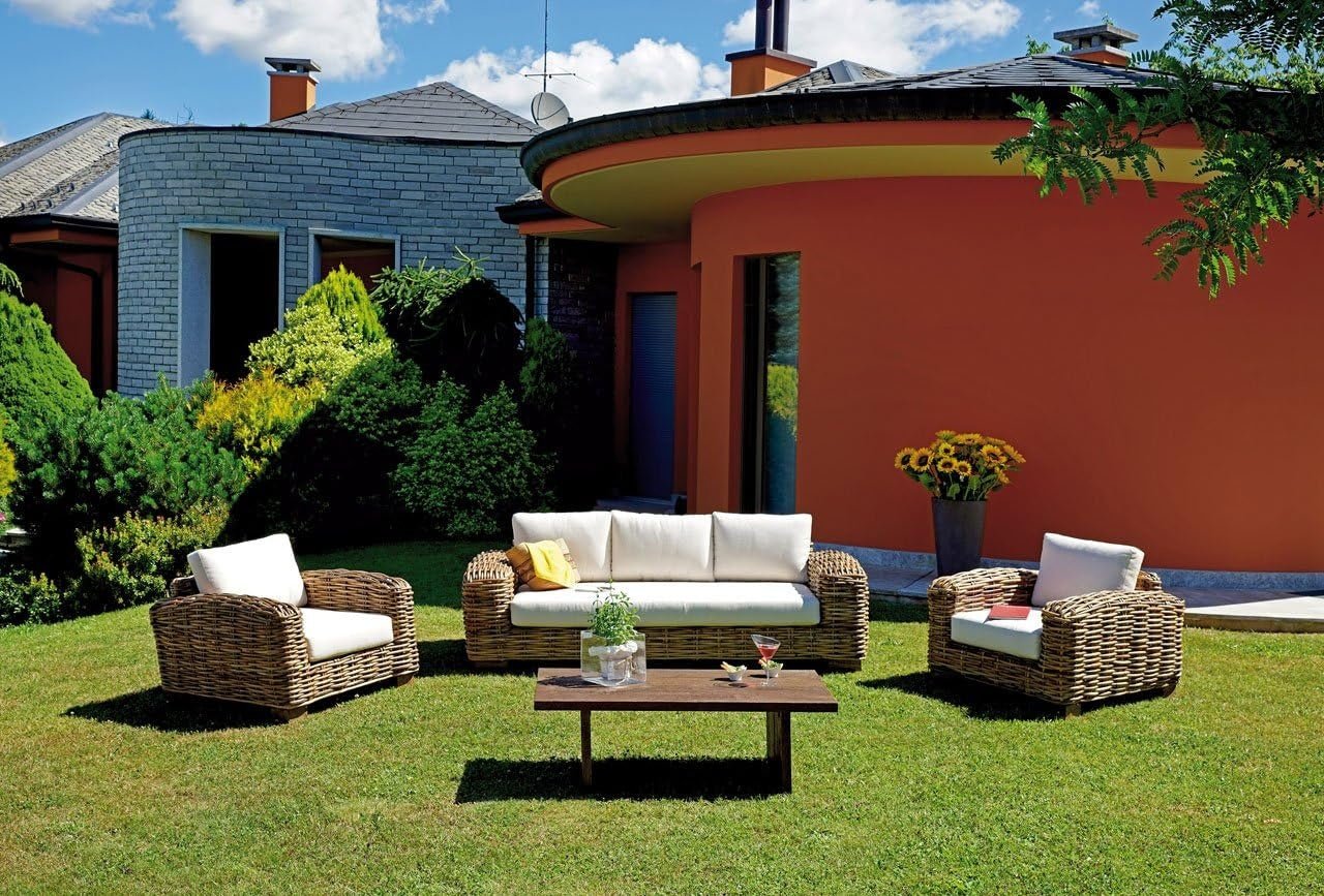 Set salotto da giardino Bangalore in rattan gigante naturale - Outdoor Privé