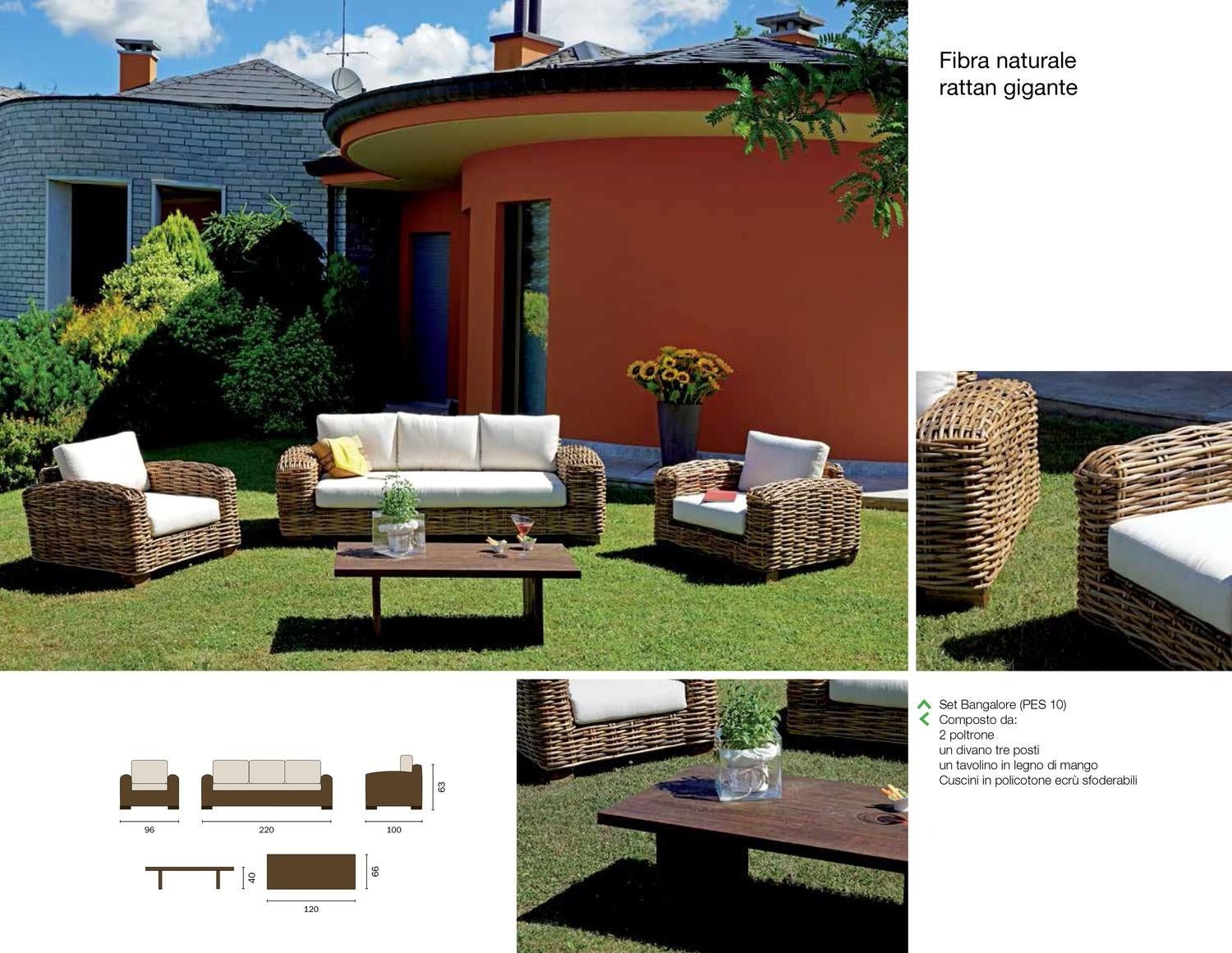Set salotto da giardino Bangalore in rattan gigante naturale - Outdoor Privé