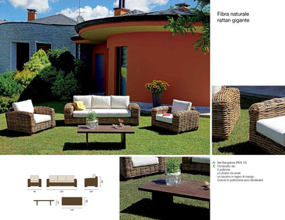 Set salotto da giardino Bangalore in rattan gigante naturale - Outdoor Privé