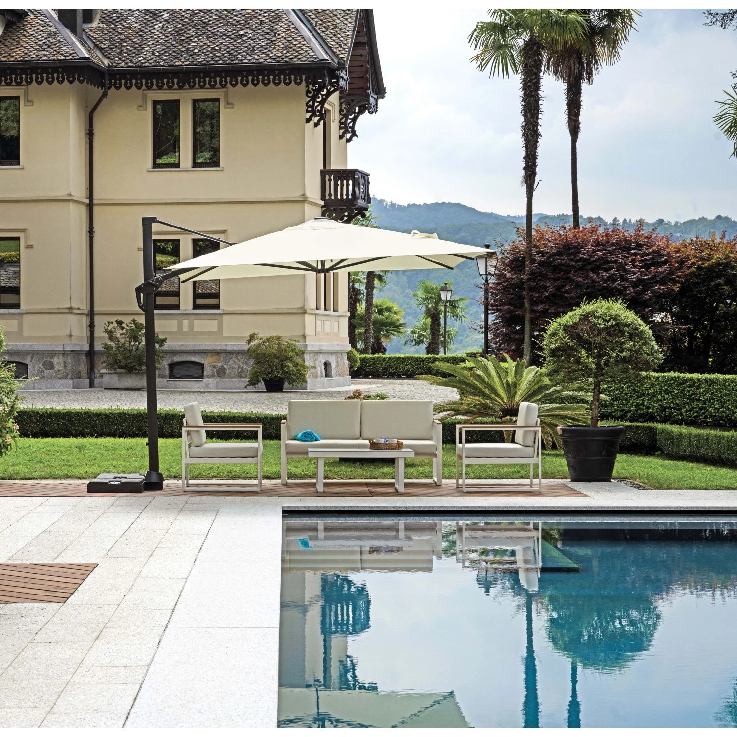 Ombrellone Tennessee da giardino a palo decentrato 3x3 mt. - Outdoor Privé