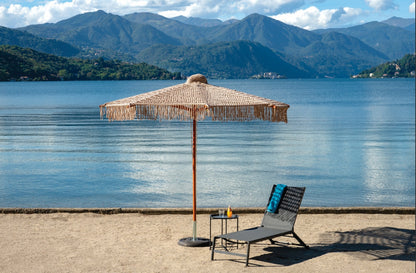 Ombrellone MACRAME rotondo Ø 2,5 mt. in corda con bastone in legno e doppia carrucola - Outdoor Privé