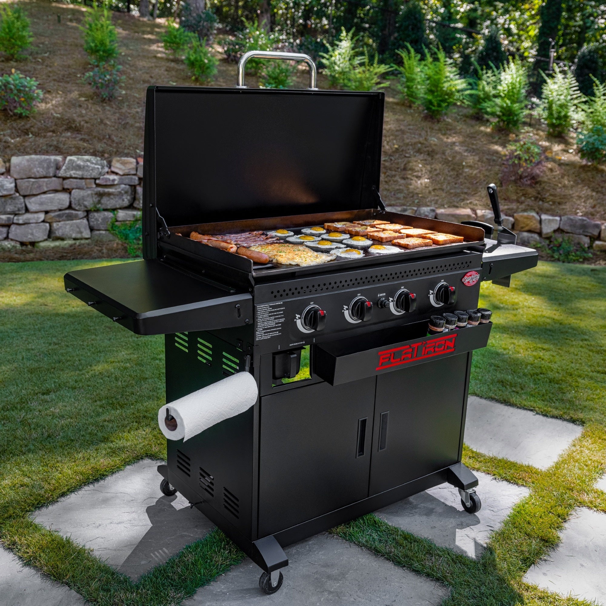 Plancha piastra a gas premium a 4 fuochi con carrello Char - Griller - Outdoor Privé