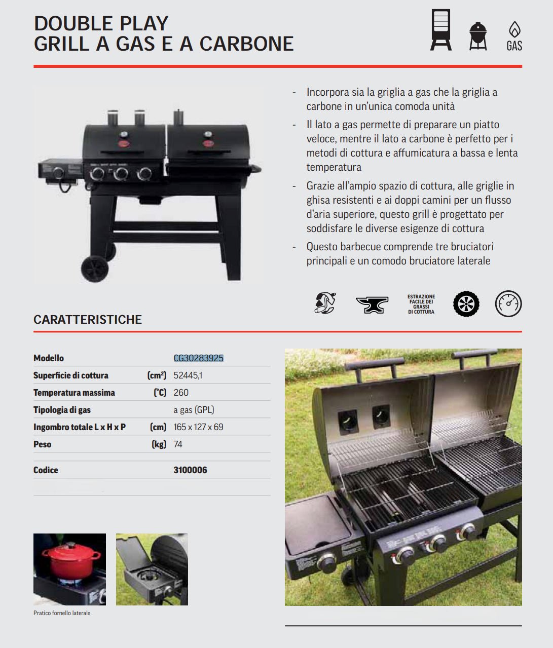 Barbecue a gas e carbone Double Play® Char - Griller - Outdoor Privé