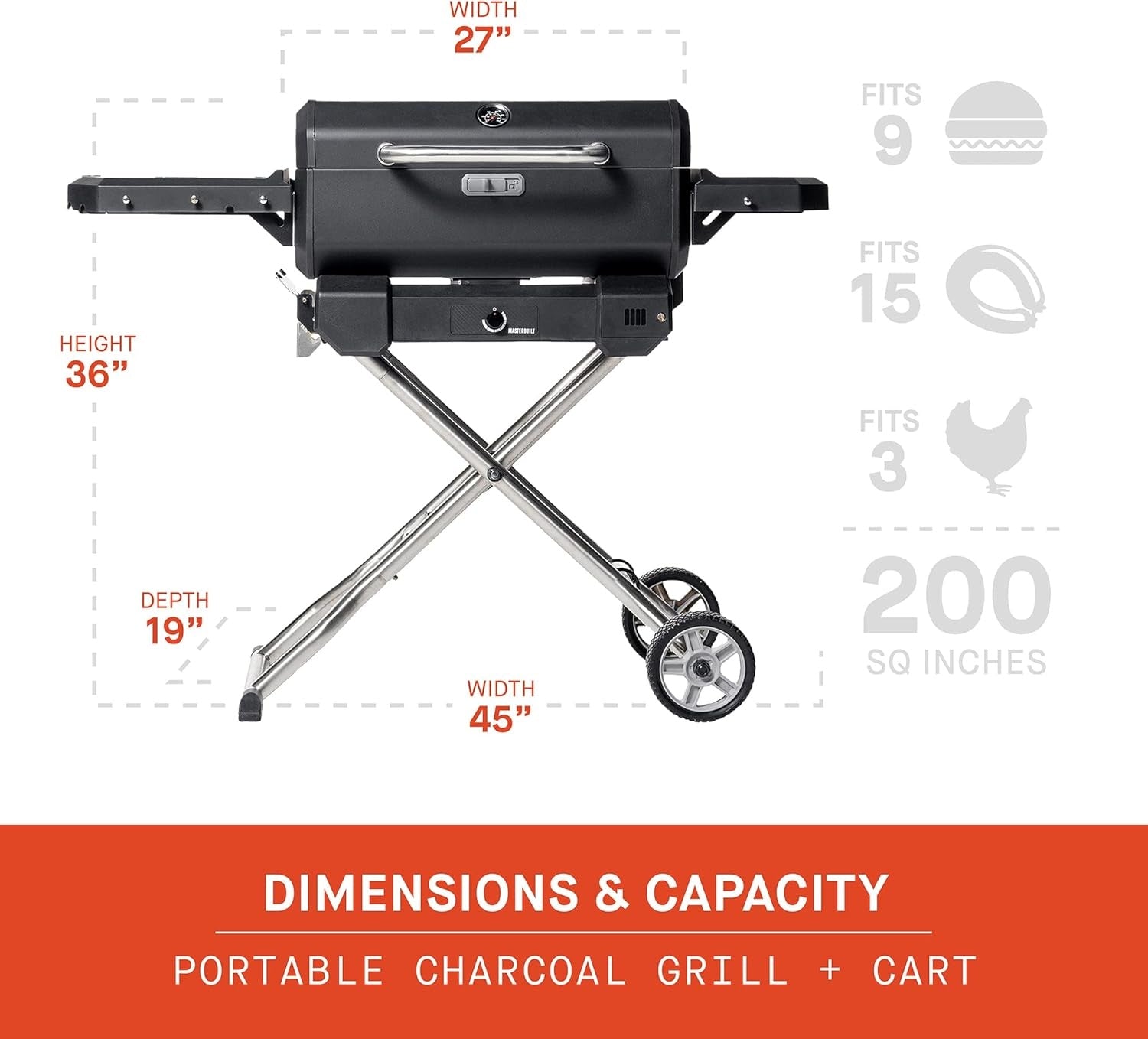 Barbecue a carbone portatile e affumicatore con carrello Masterbuilt - Outdoor Privé