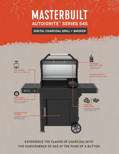 Barbecue e affumicatore a carbonella digitale AutoIgnite Series 545 Masterbuilt - Outdoor Privé