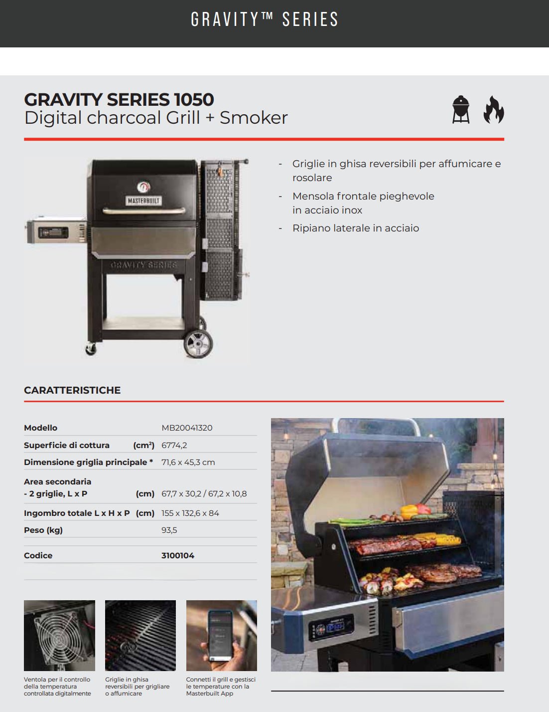 Barbecue a carbone Gravity series 1050 Masterbuilt - Outdoor Privé