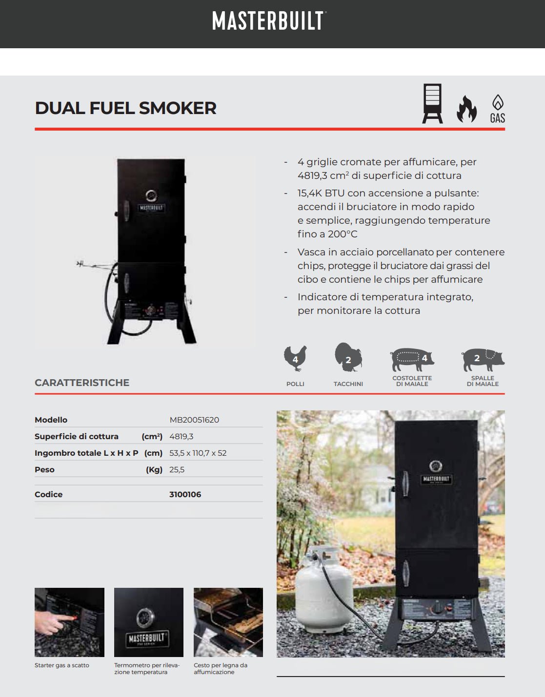 Affumicatore a carbone e gas Dual Fuel Masterbuilt - Outdoor Privé