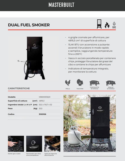 Affumicatore a carbone e gas Dual Fuel Masterbuilt - Outdoor Privé