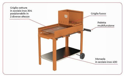 Barbecue A Legna In Acciaio Corten Super Flipper Clementi - Outdoor Privé