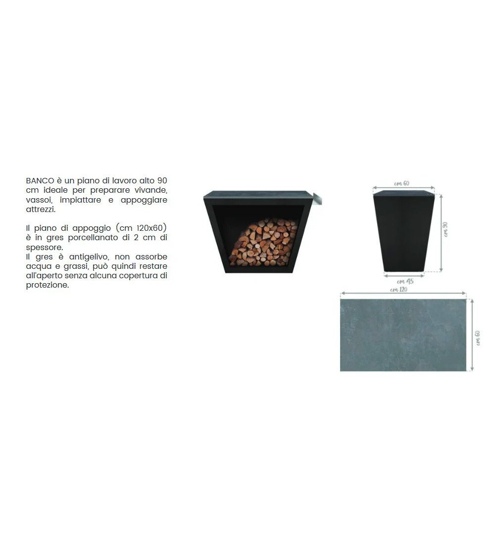 Banco piano di lavoro e porta legna Modularte - Outdoor Privé