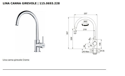 Miscelatore Lina Cromo Girevole Napoleon - Outdoor Privé