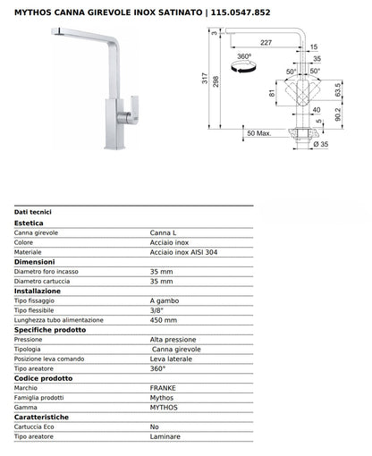 MISCELATORE MYTHOS SATINATO NAPOLEON - Outdoor Privé