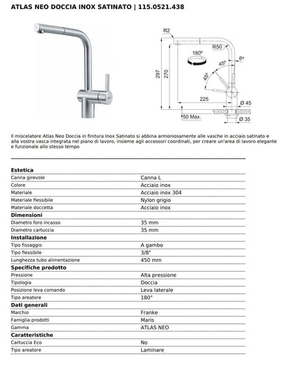 MISCELATORE Neo Doccia Atlas Inox satinato Napoleon - Outdoor Privé