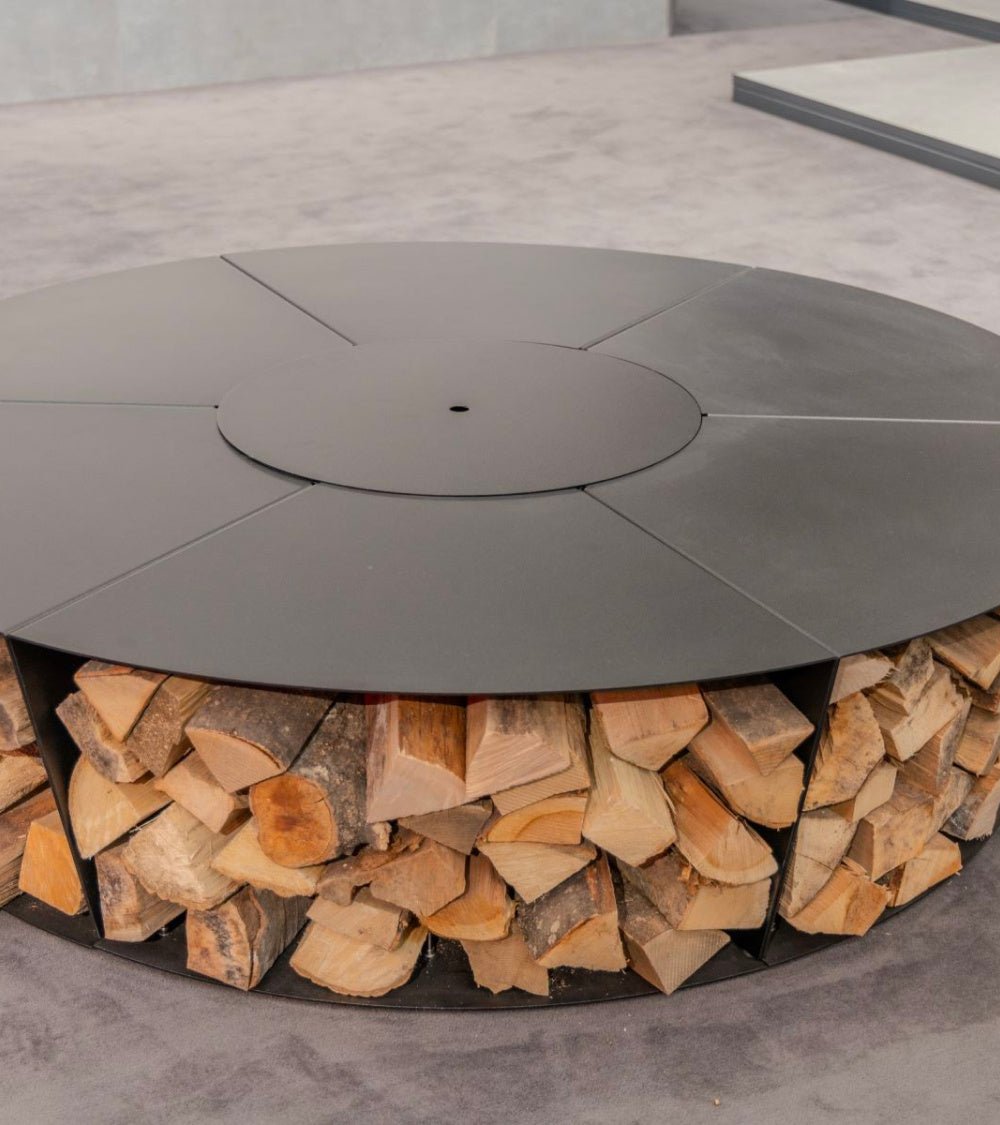 Braciere Modularte Louis – Sistema modulare con braciere centrale e panche portalegna - Outdoor Privé