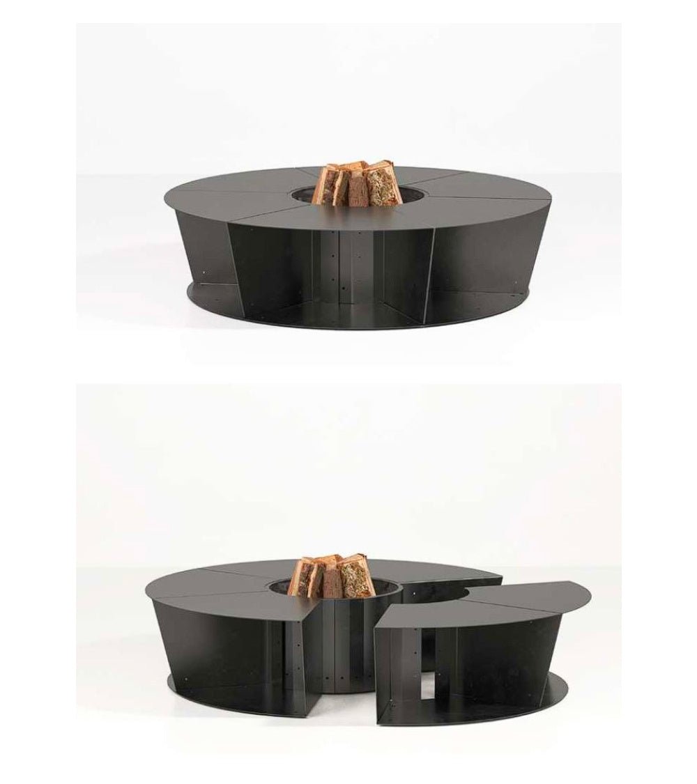 Braciere Modularte Louis – Sistema modulare con braciere centrale e panche portalegna - Outdoor Privé